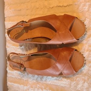 Reba brown slingback wedge